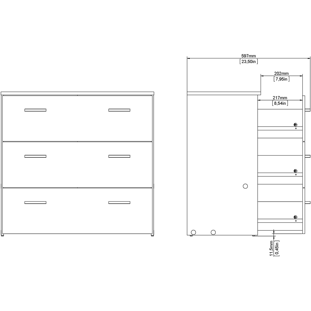 Florence Space 3 Drawer Oak Chest of Drawers Image 8