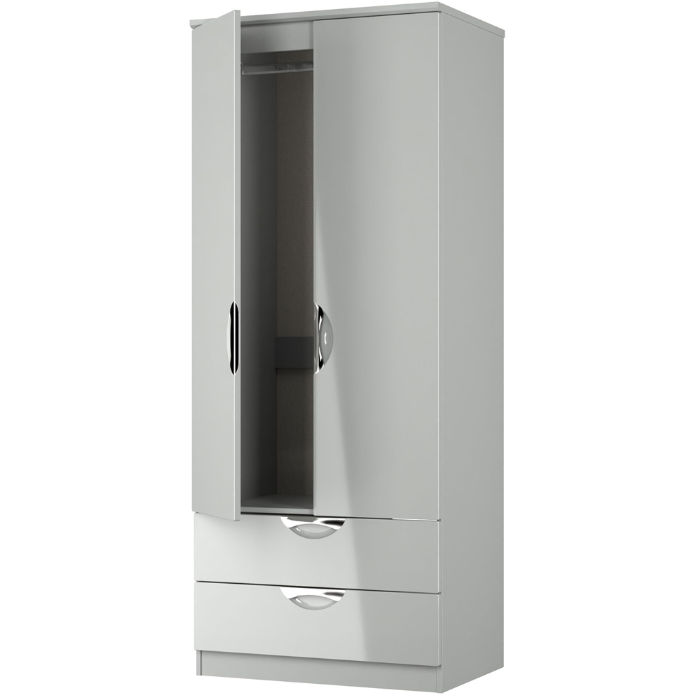 Crowndale Camden 2 Door 2 Drawer Grey Gloss and Dusk Grey Wardrobe Ready Assembled Image 6
