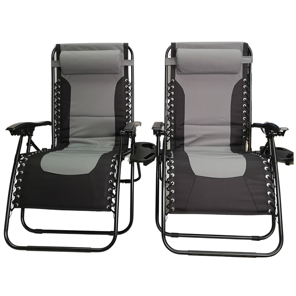 Samuel Alexander Grey and Black Multi-Position Chair Lounger Set of 2 Image 2