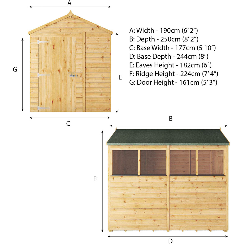 Mercia Woodsman 8 x 6ft Shiplap Glass Apex Shed Image 9