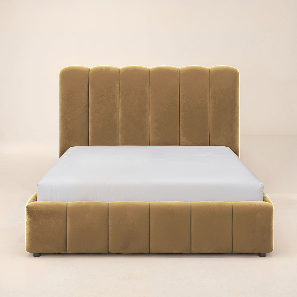 Solace+Co Emilie King Size Mocha Velvet Ribbed Ottoman Bed Image 3