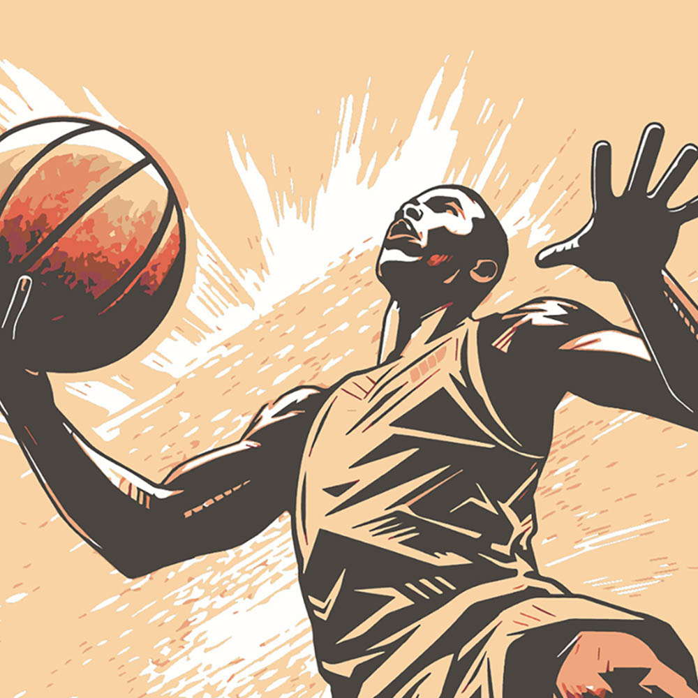 Origin Murals Graphic Basketball Player Orange Wall Mural Image 2
