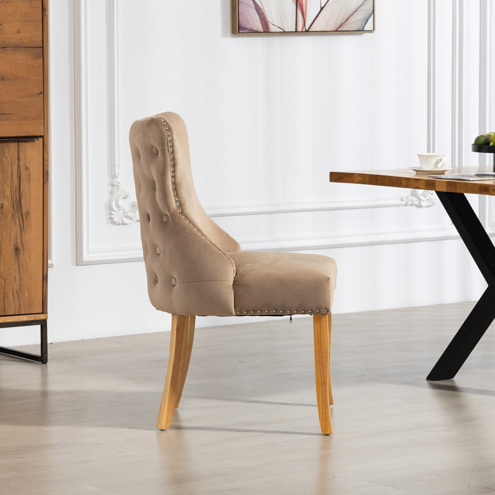 Artemis Home Orvino Set of 2 Brown Velvet Fabric Dining Chair Image 3