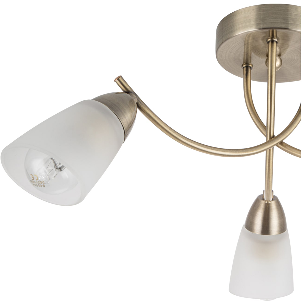 Cosylyte Hallie 3 Light Antique Brass Glass Ceiling Light Image 4