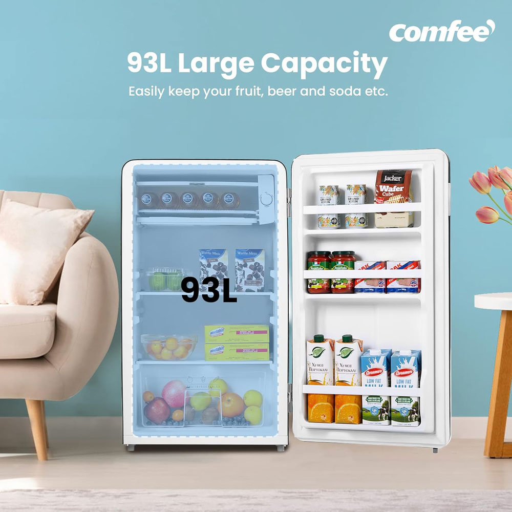 Comfee Black Retro Freestanding Fridge with Chiller Box 93L Image 6