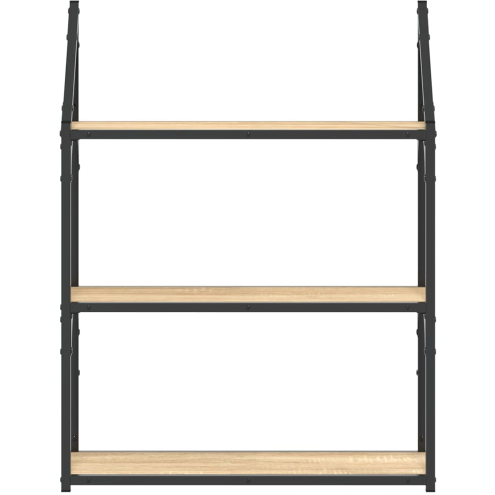 vidaXL 3 Shelf Sonoma Oak Wooden Wall Rack Image 3