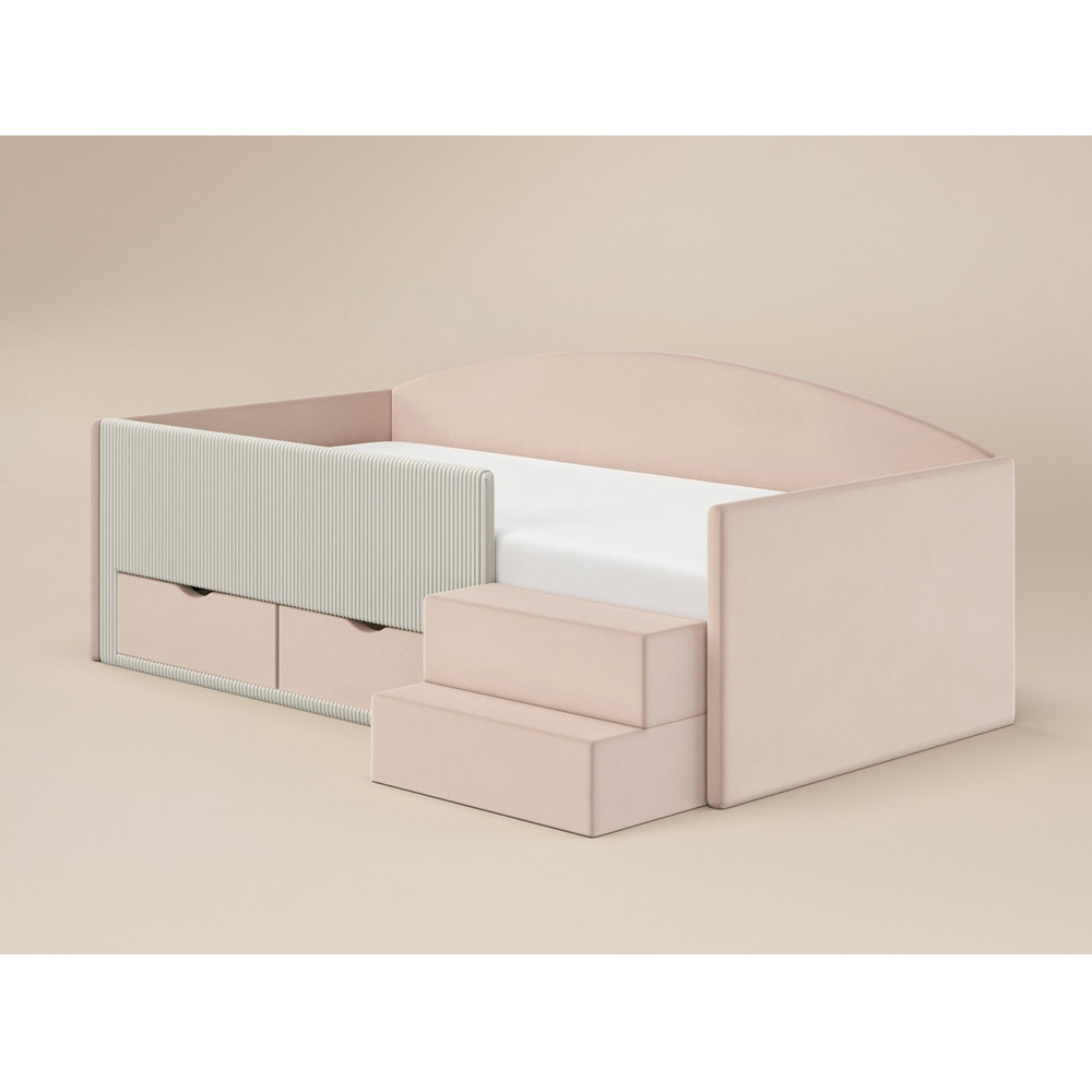 Flair Elisa Pink Velvet Storage Low Sleeper Bed with Beige Cord Image 2