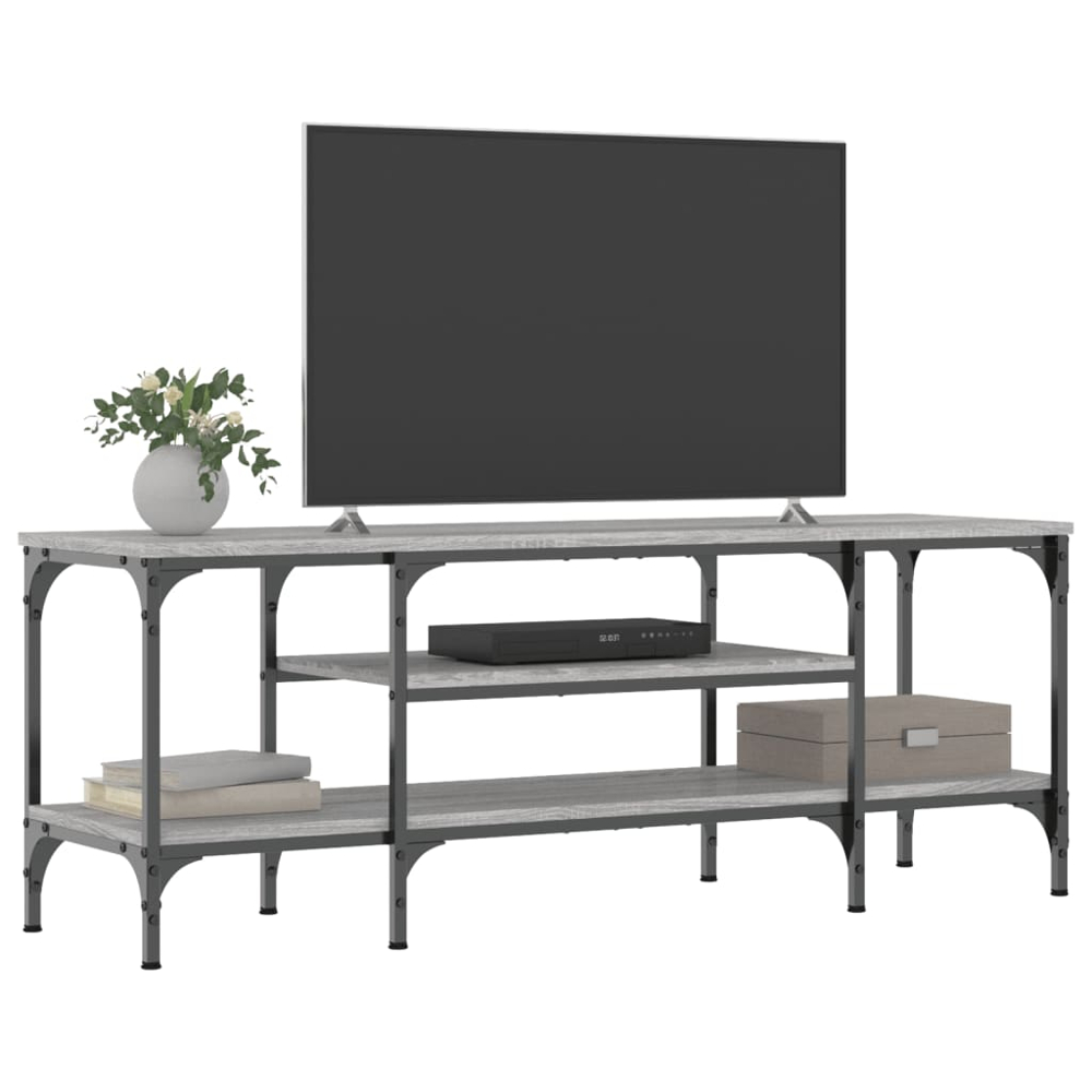 vidaXL 2 Shelf Grey Sonoma Wood and Steel TV Cabinet Image 3