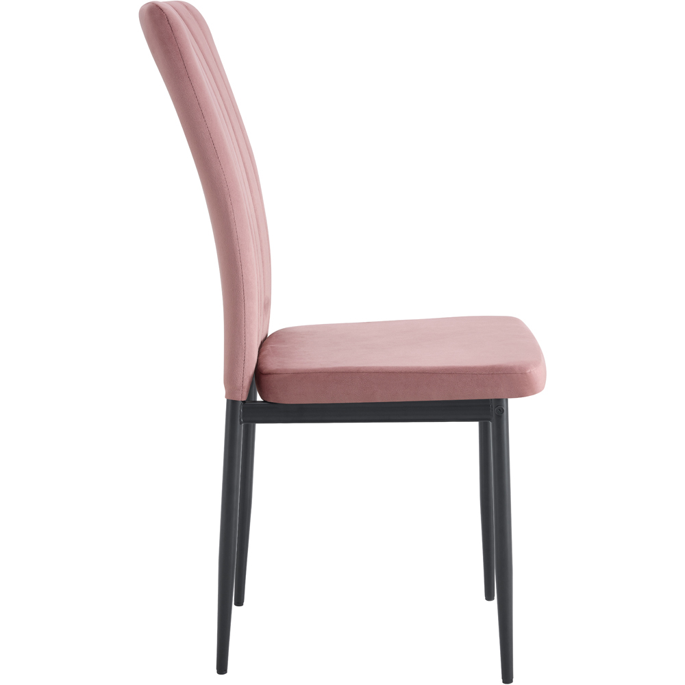 Elle Set of 4 Pink Velvet Effect Plush Padded Upholstered Dining Chair Image 4