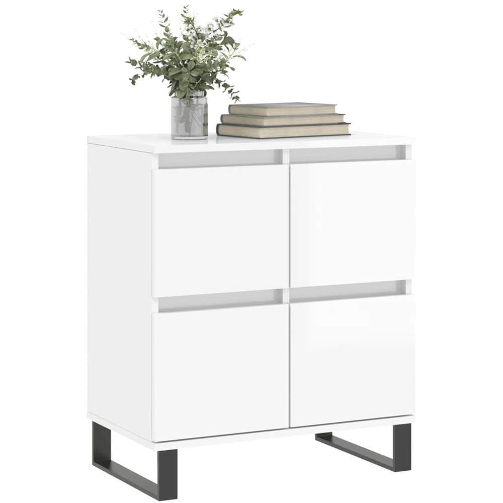 vidaXL 4 Door High Gloss White Sideboard Image 3