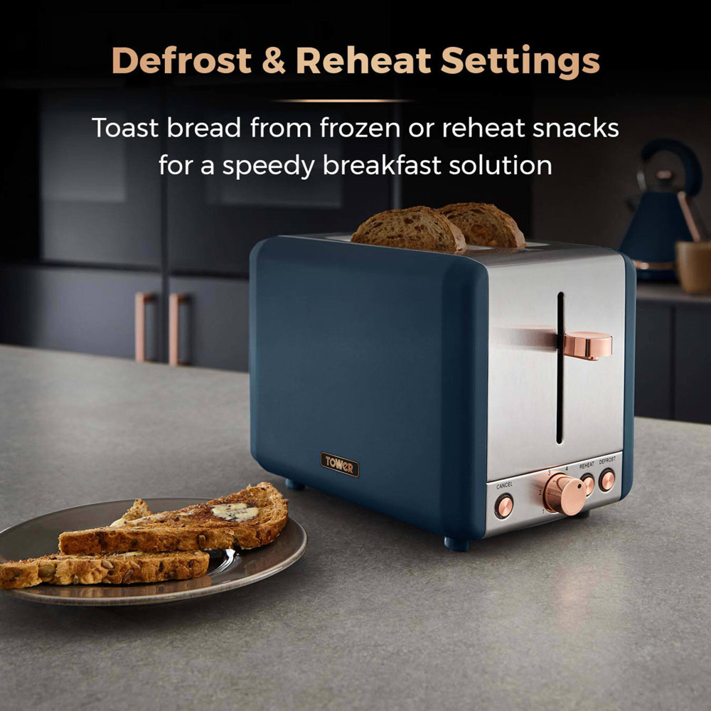 Tower Cavaletto T20036MNB Midnight Blue 2 Slice Toaster Image 3