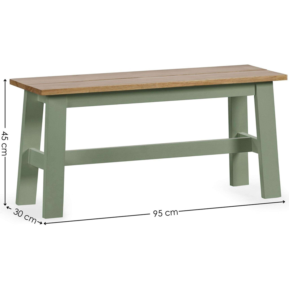 Julian Bowen Linwood Sage Green and Natural Dining Bench 95cm Image 9