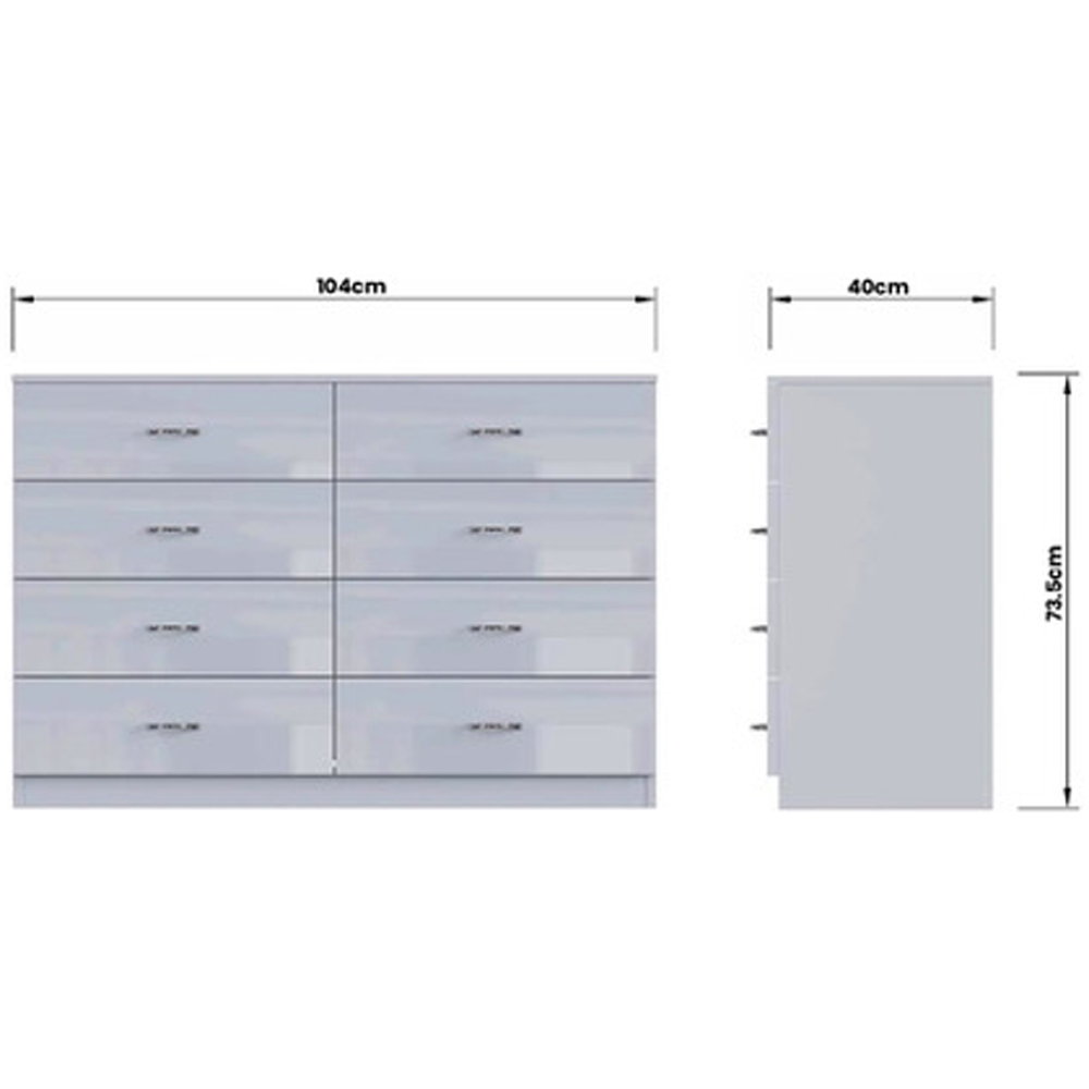 FWStyle Chilton 8 Drawer Grey Gloss Chest of Drawers Image 7