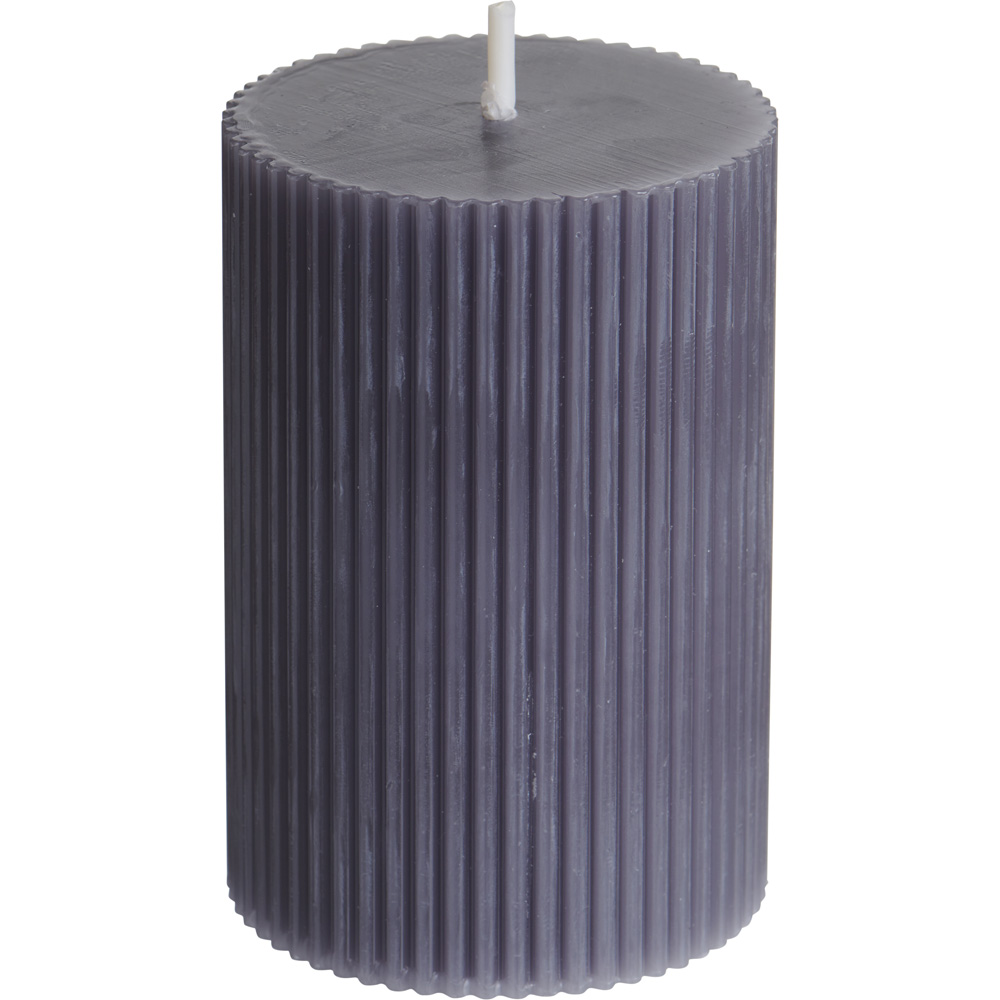 Wilko Ribbed Candle Dark Grey Image 2