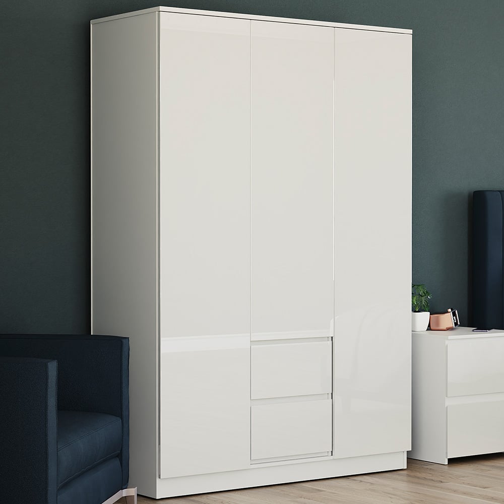 Vida Designs Glinton 3 Door 2 Drawer White Wardrobe Image 1