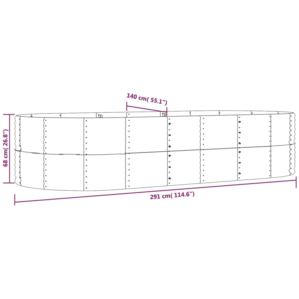 vidaXL Silver Galvanised Steel Raised Garden Bed 68 x 140 x 291cm Image 5