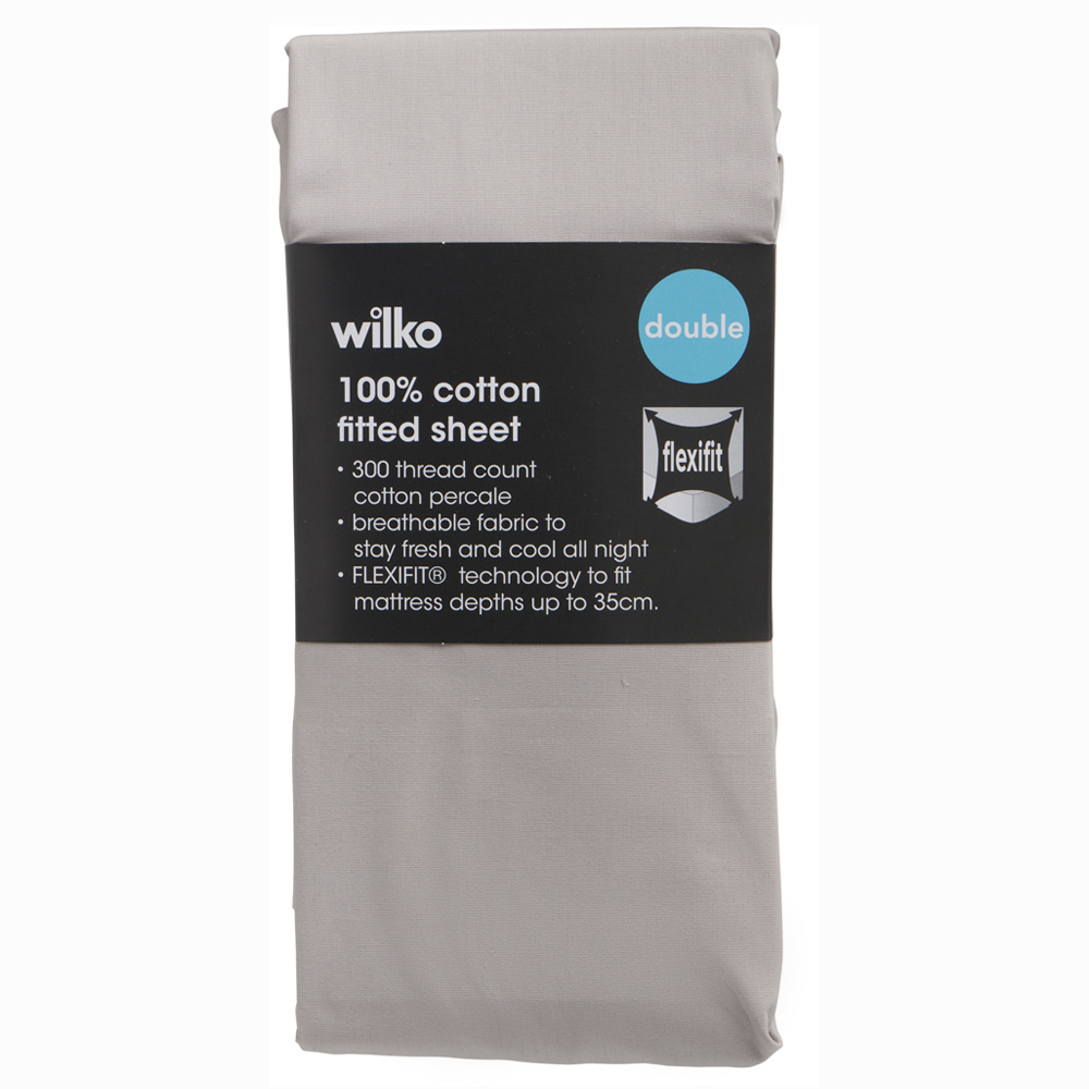 Wilko Best Double Porpoise 300 Thread Count Percale Fitted Bed Sheet Image 2