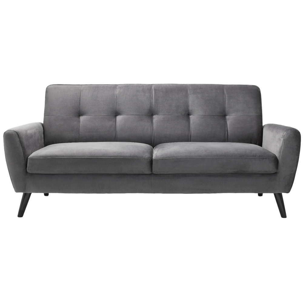Julian Bowen Monza 3 Seater Dark Grey Velvet Sofa Image 3
