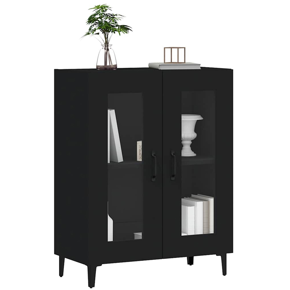 vidaXL 2 Glass Door Black Sideboard Image 3