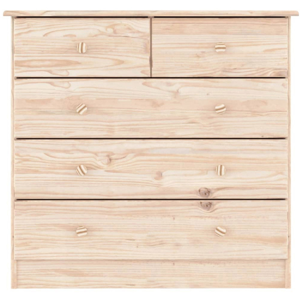 vidaXL Alta 5 Drawer Natural Solid Pine Wood Chest of Drawers Image 4