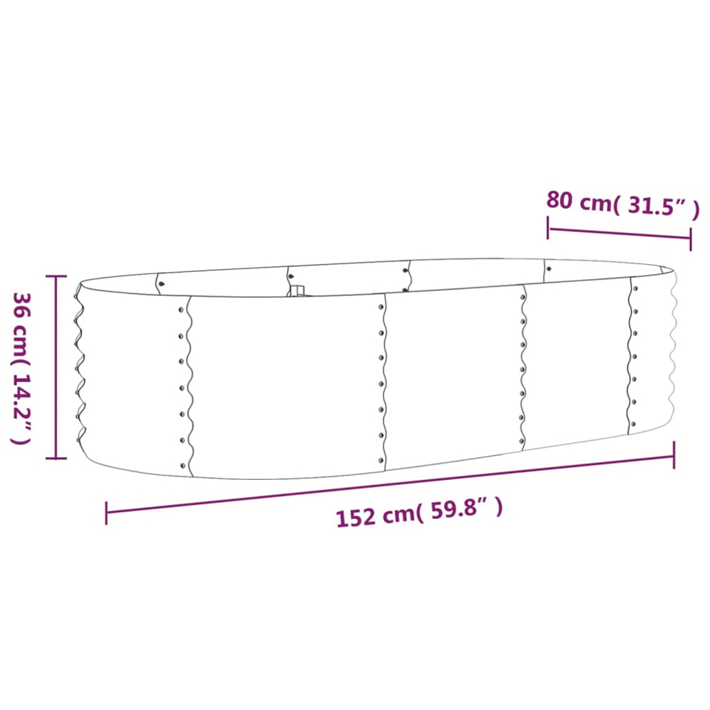 vidaXL Green Galvanised Steel Raised Garden Bed 36 x 80 x 152cm Image 5