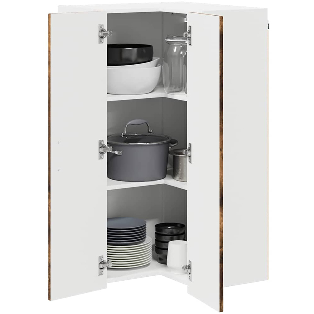 vidaXL 2 Door Smoked Oak Kitchen Wall Corner Cabinet Image 3