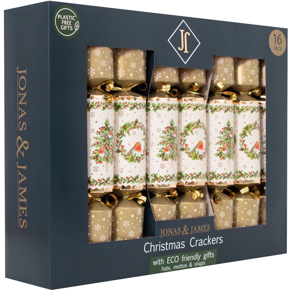 Pack of 16 Gold Wreath Crackers - Gold Image 3