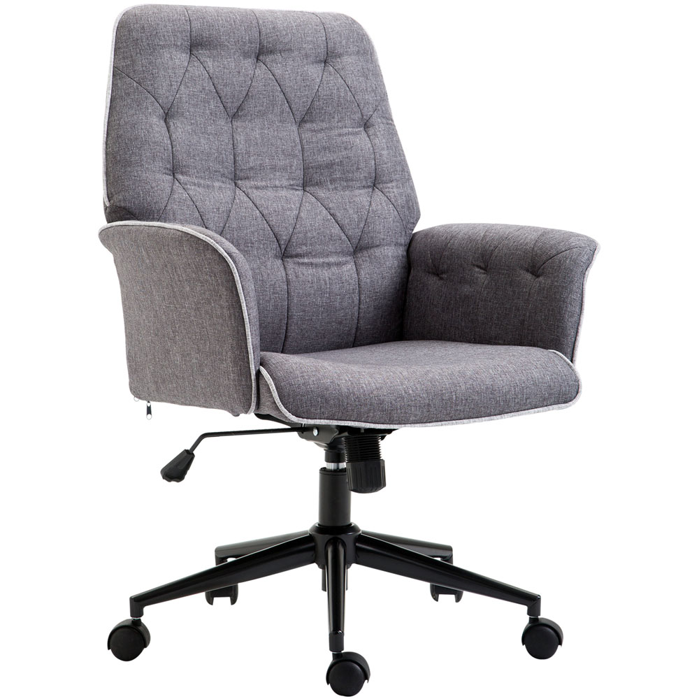 Portland Dark Grey Tufted Swivel Office Desk Chair Image 2