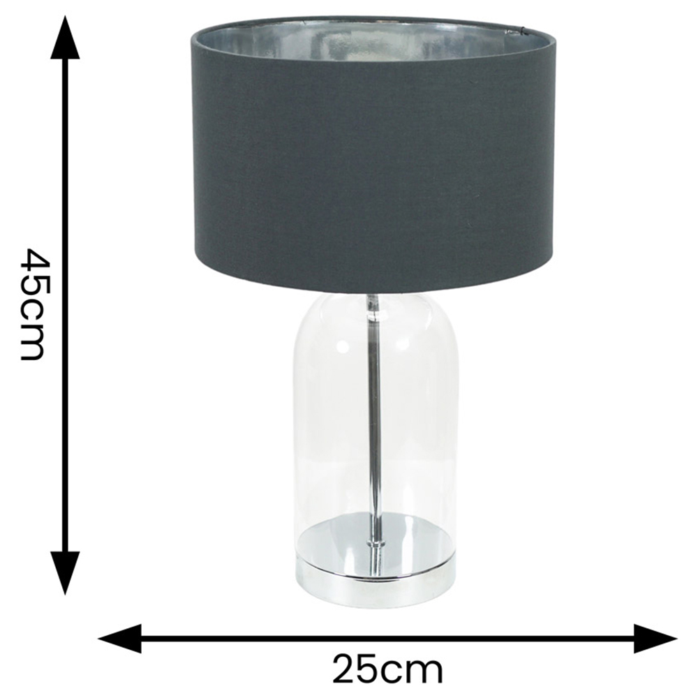 ValueLights Jessy Silver Glass LED Table Lamp with Charcoal and Chrome Lamp Shade Image 4