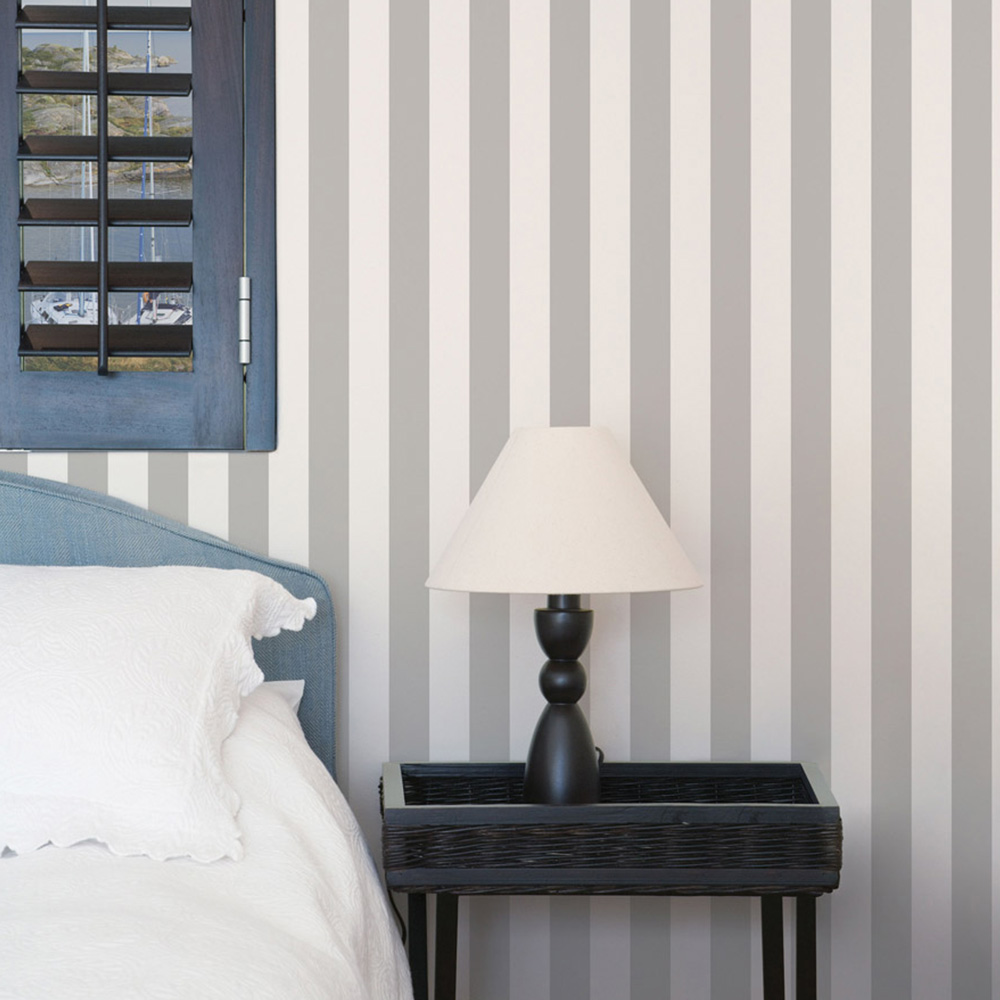 Galerie Deauville 2 Striped Grey and White Wallpaper Image 3