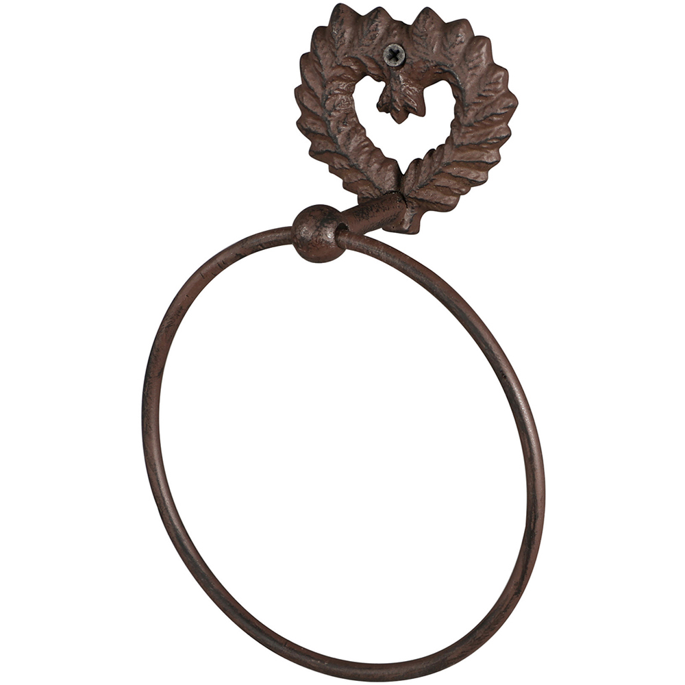 Dibor Antique Brown Isabelle Heart-Shape Towel Ring Image 1