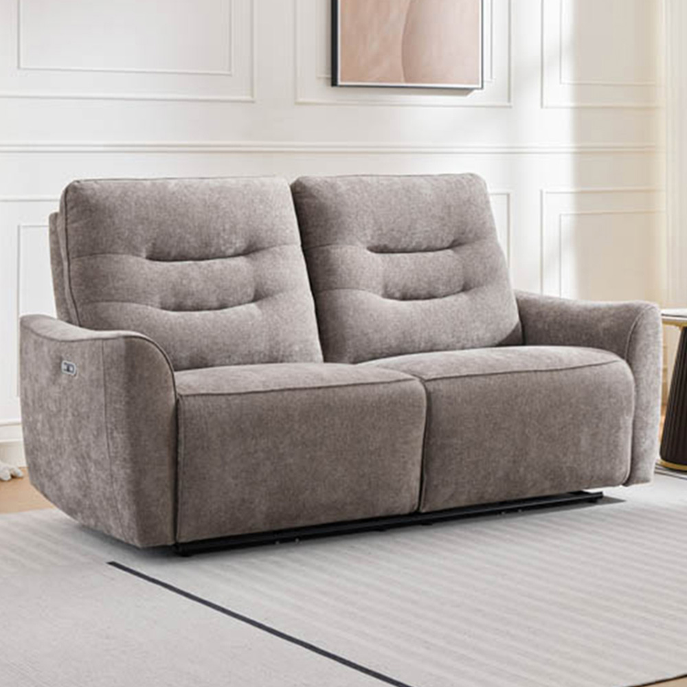 Midtown 3 Seater Stone Fabric Recliner Sofa Image 1
