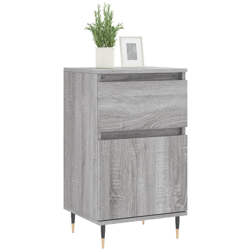 vidaXL Single Door Single Drawer Grey Sonoma Wooden Sideboard Image 8