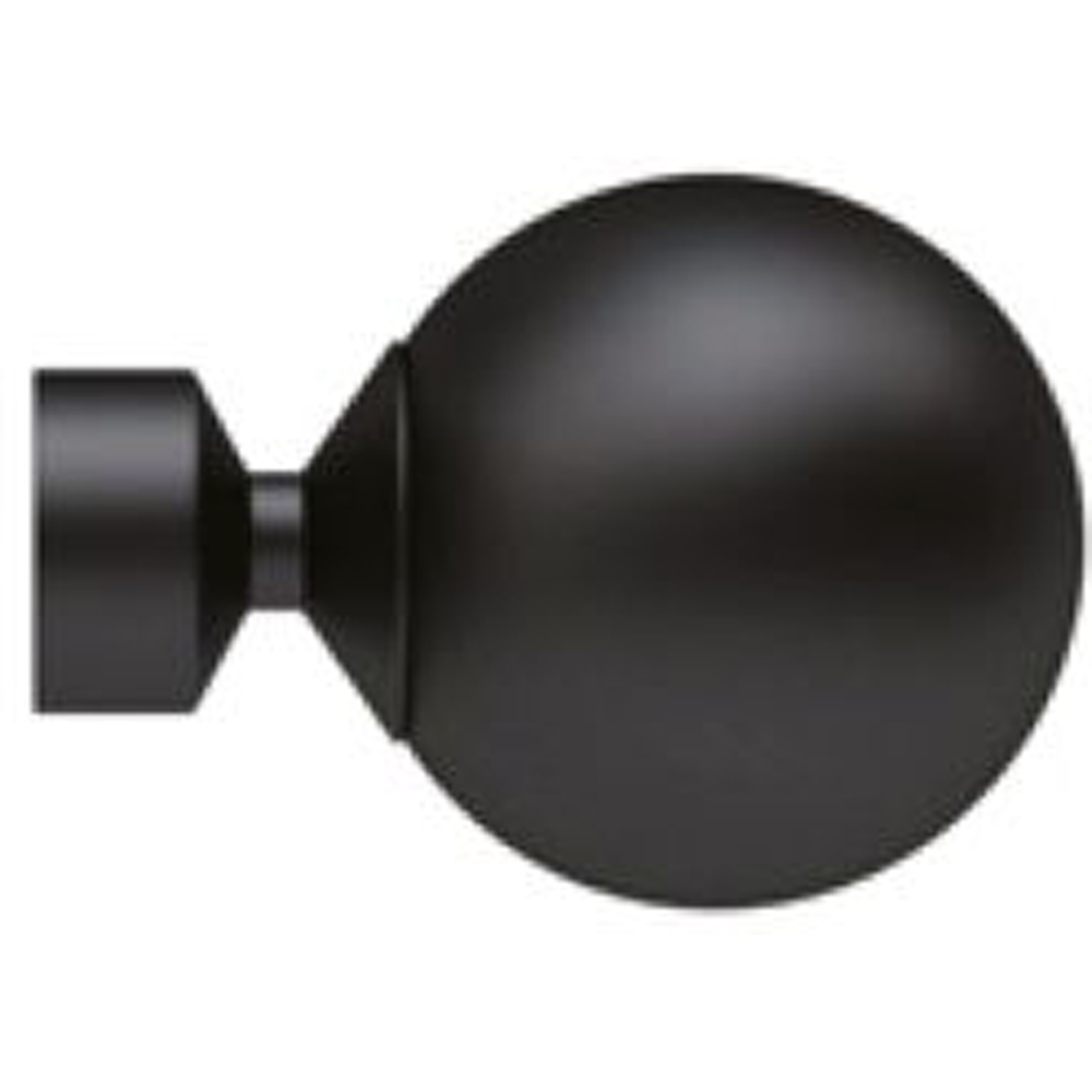 New Edge Blinds 370cm Fixed Length Black Metal Eyelet Curtain Pole Set with Met Ball Finial Image 2