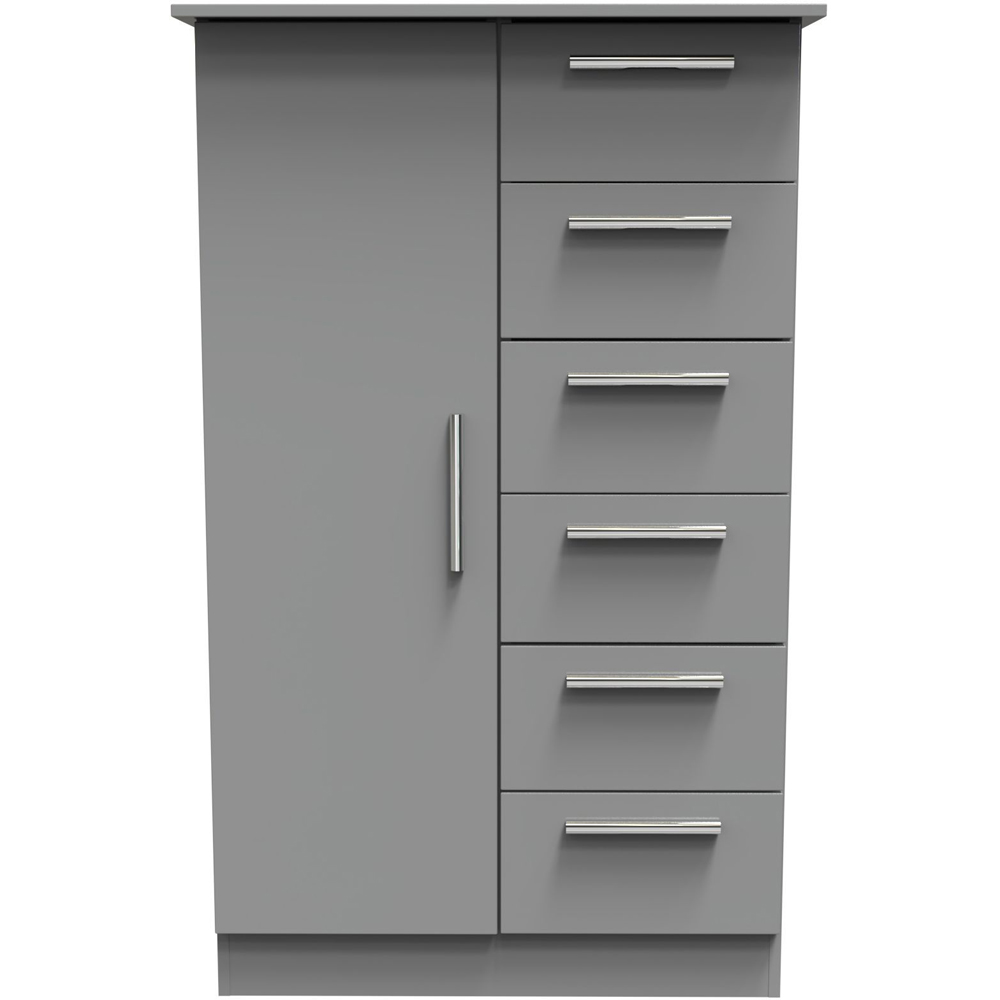Crowndale Camden Single Door 6 Drawer Dusk Grey Kids Wardrobe Ready Assembled Image 2