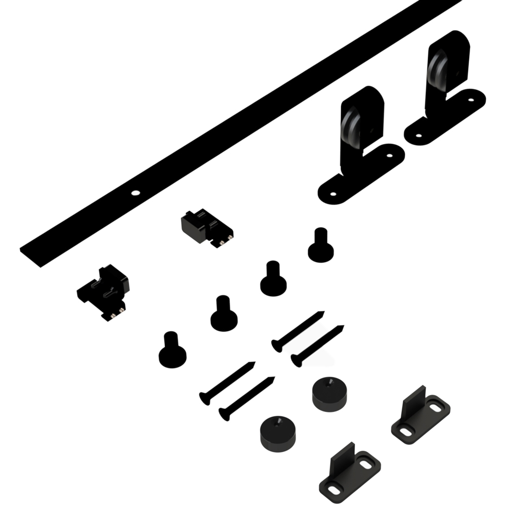 Coburn Flat Track Mini Black Top Mount Hanger One Door System 750mm Image 1