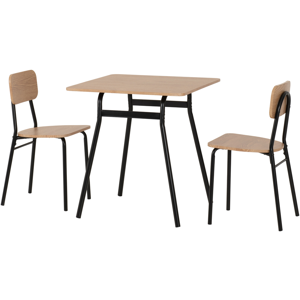 Seconique Warren Russet Oak Effect 2 Seater Dining Table Set Black Image 2