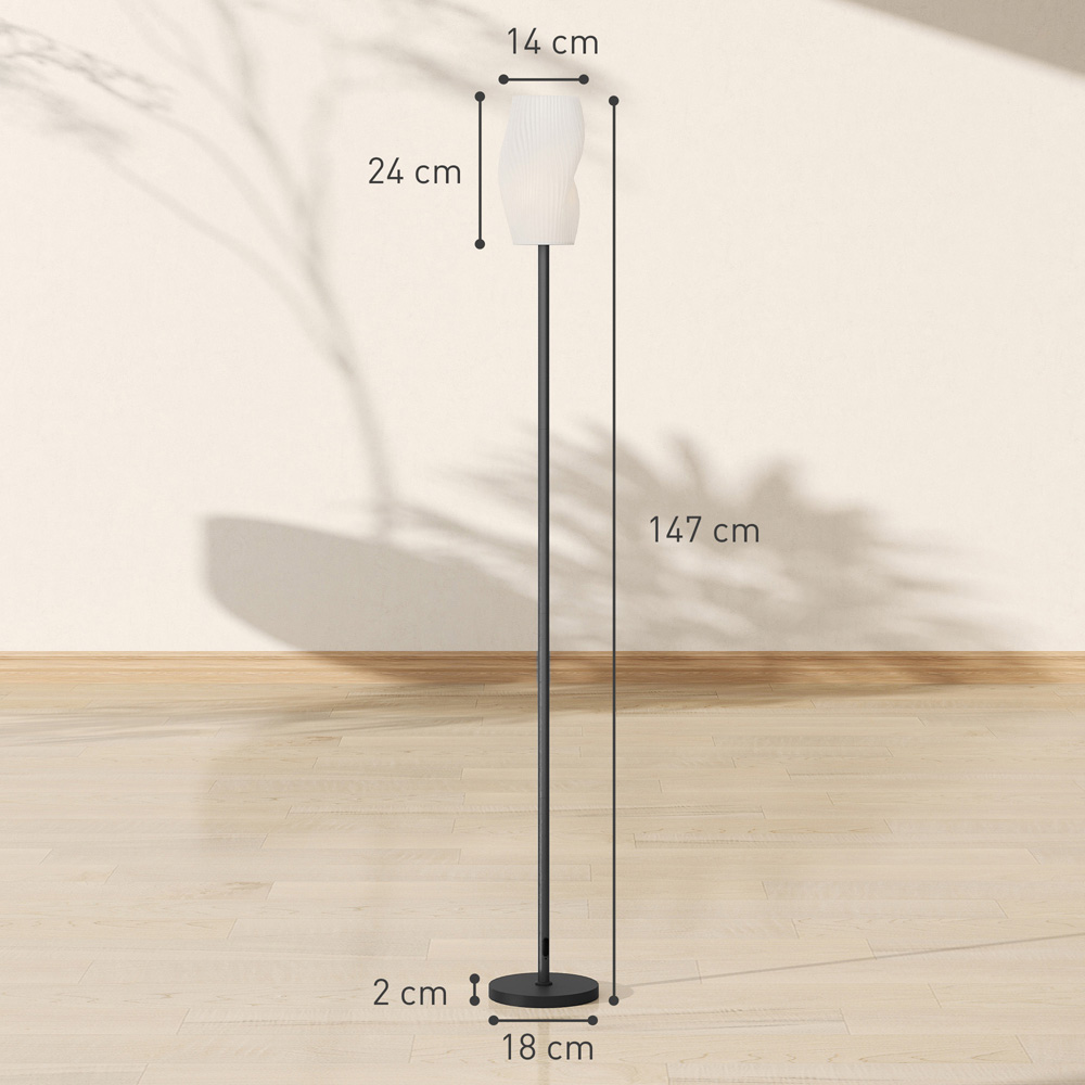 HOMCOM White 3D Printed Flowing Curve Shade Black Floor Lamp with 3 Colour Temperature Image 9