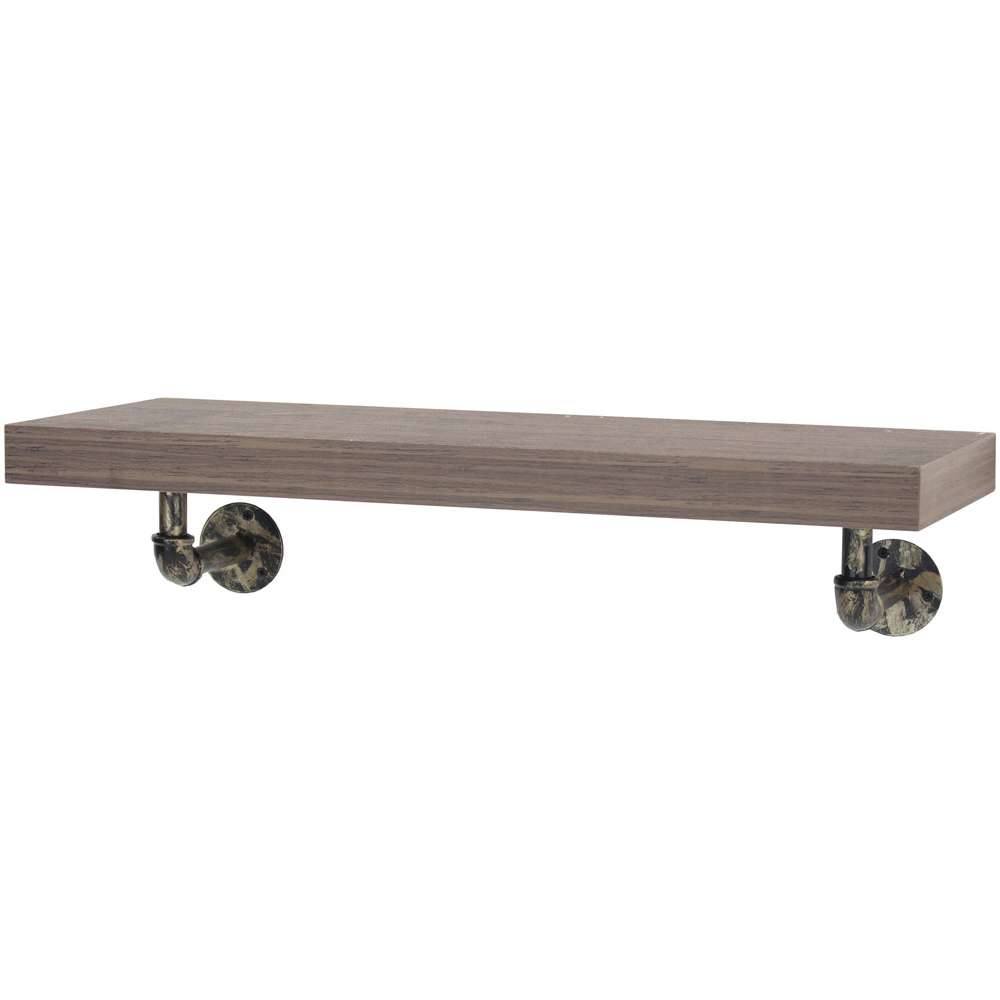 Core Products 90cm Dark Oak Wood Loft Wall Shelf with Pipe Brackets Image 2