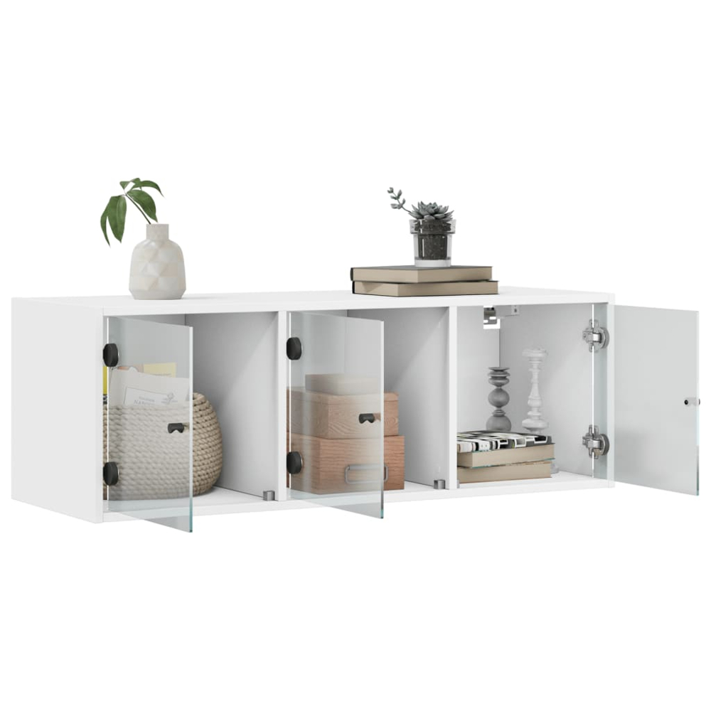 vidaXL 3 Door White Glass Wall Cabinet Image 5