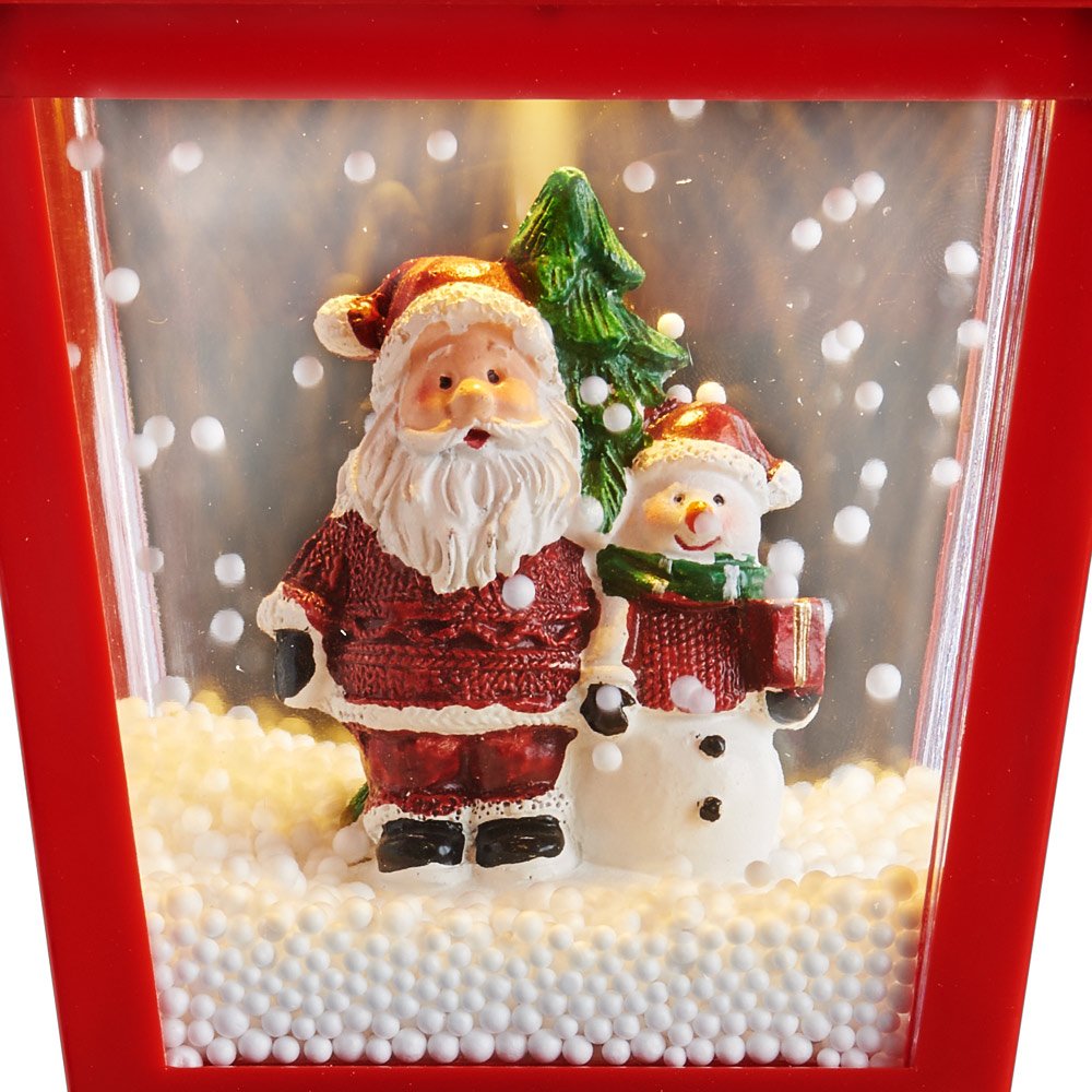 Wilko Battery Operated Red Musical Snowing Lantern with Santa Image 5