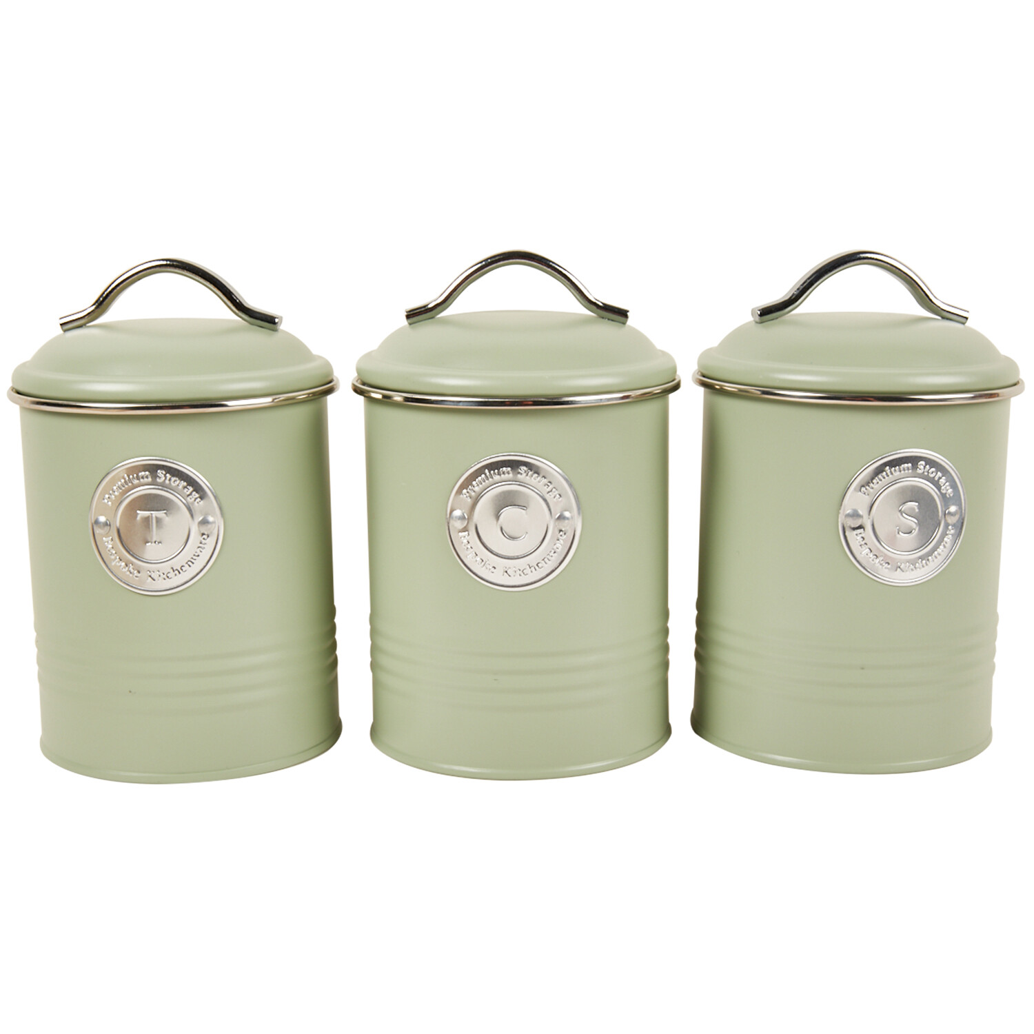 3 Piece Sage Ribbed Canister Set - Sage Image 1