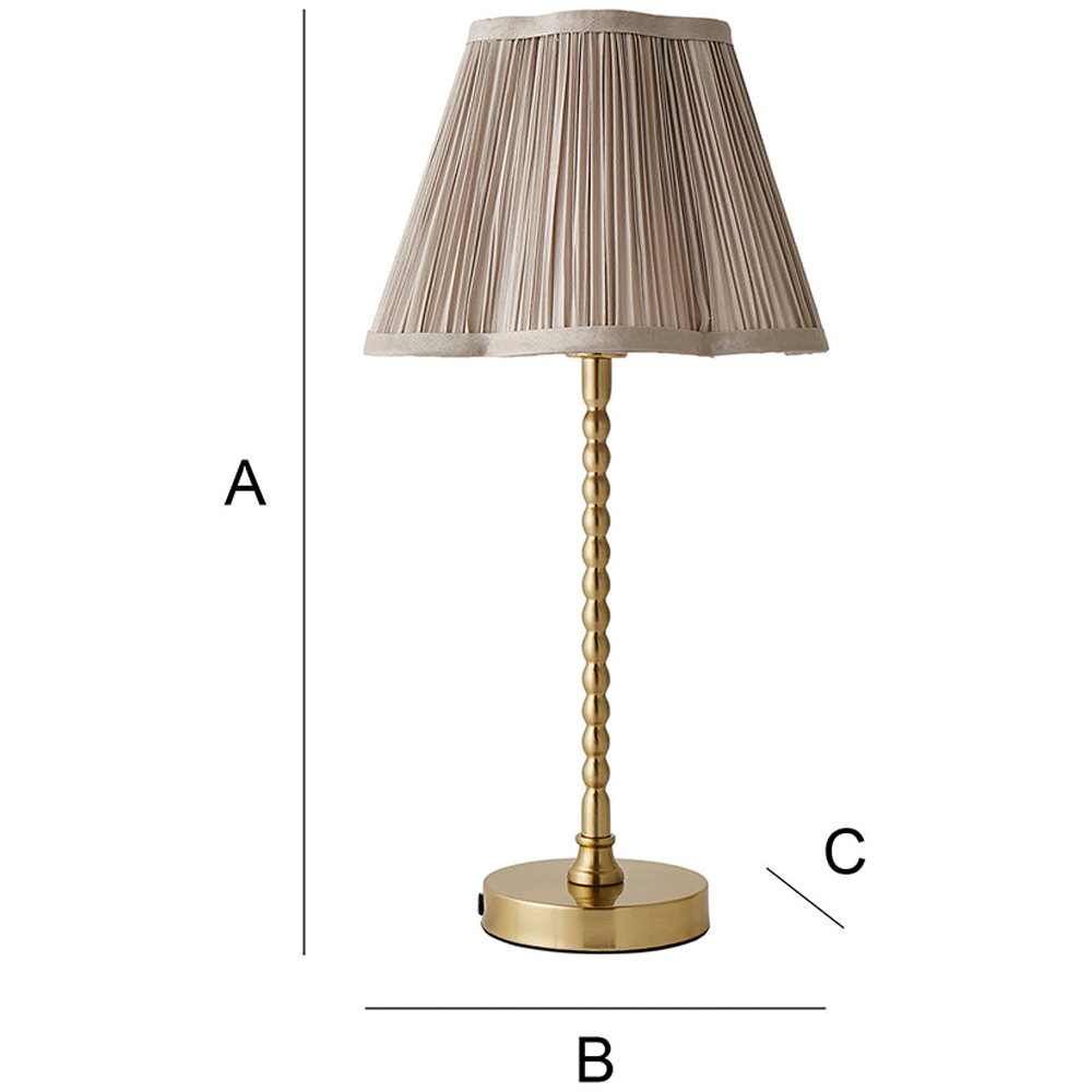 ValueLights Maeve Light Grey Pleat Faux Silk Scallop Shade Gold Bobbin LED Table Lamp Image 7