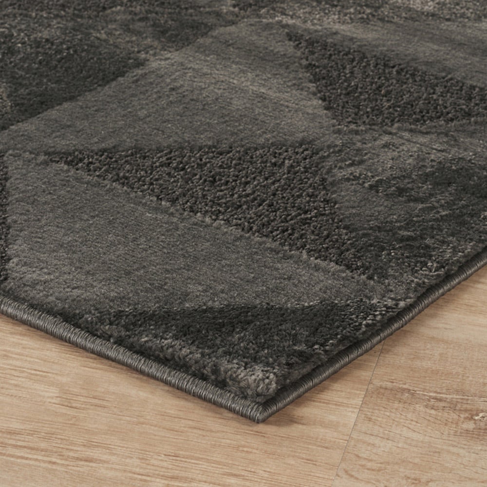 Desire Rugs Hamilton Dark Grey Geometric Triangle Mosaic Rug 60 x 220cm Image 3