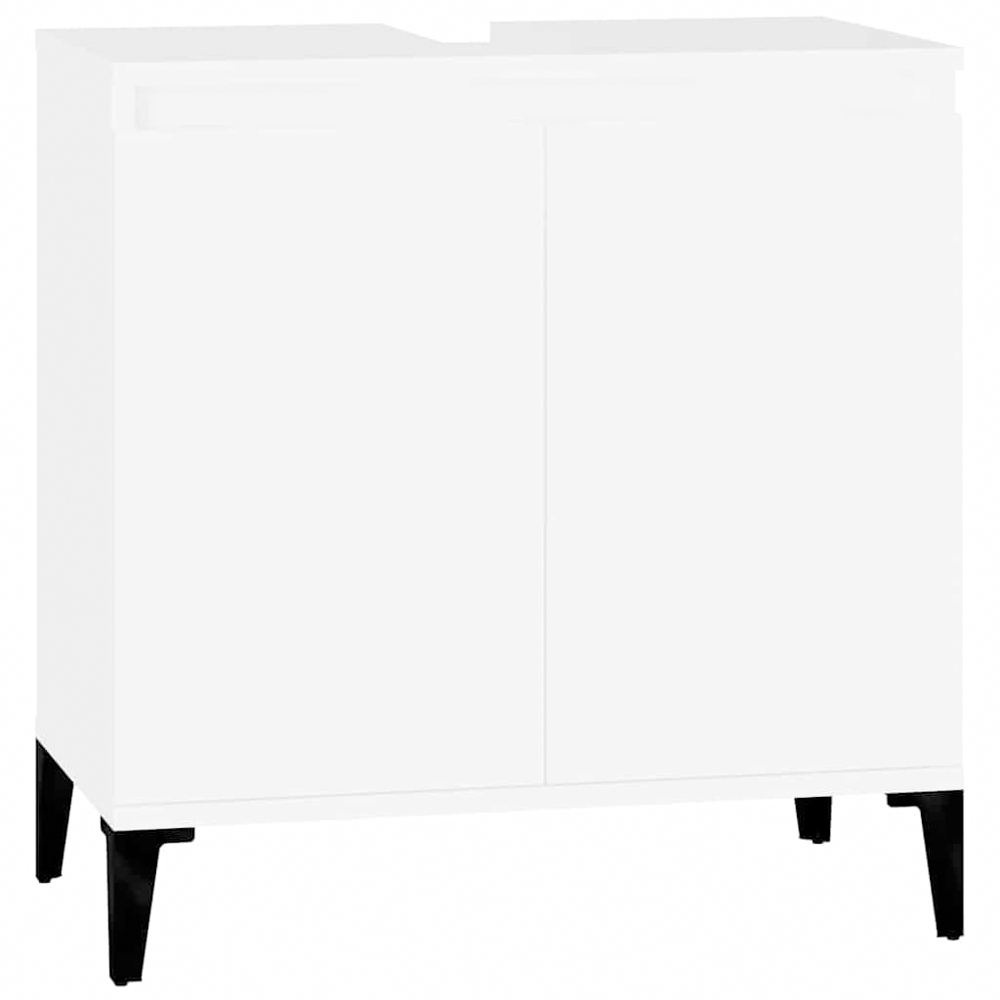 vidaXL 2 Door White Freestanding Under Sink Cabinet Image 2