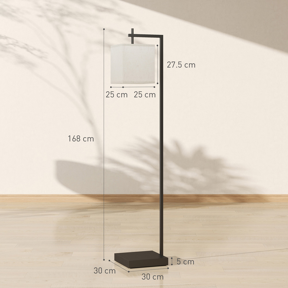 HOMCOM Linen Shade Black Modern LED Floor Lamp with 10 Brightness Levels Image 9