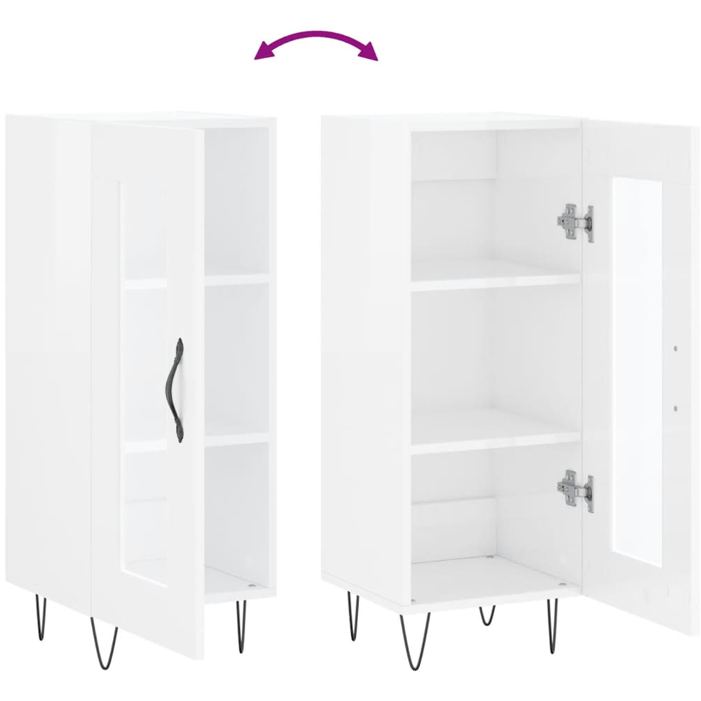 vidaXL Single Door White Sideboard Image 9