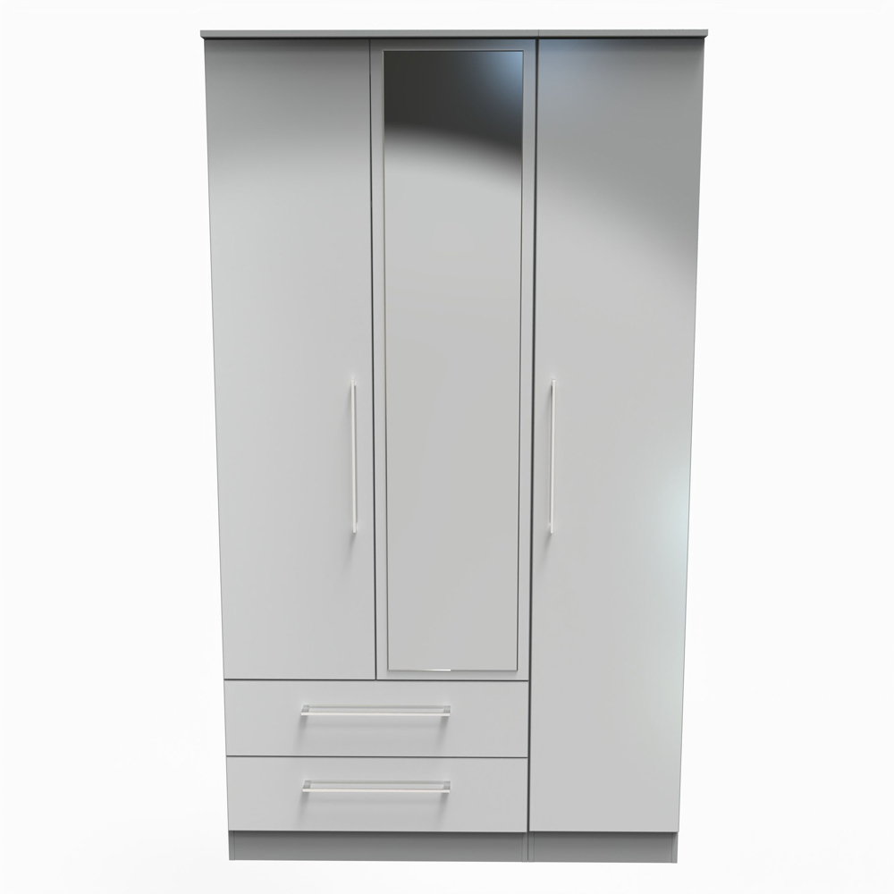 Crowndale Worcester 3 Door 2 Drawer Uniform Grey and Dusk Grey Mirror Wardrobe Image 3