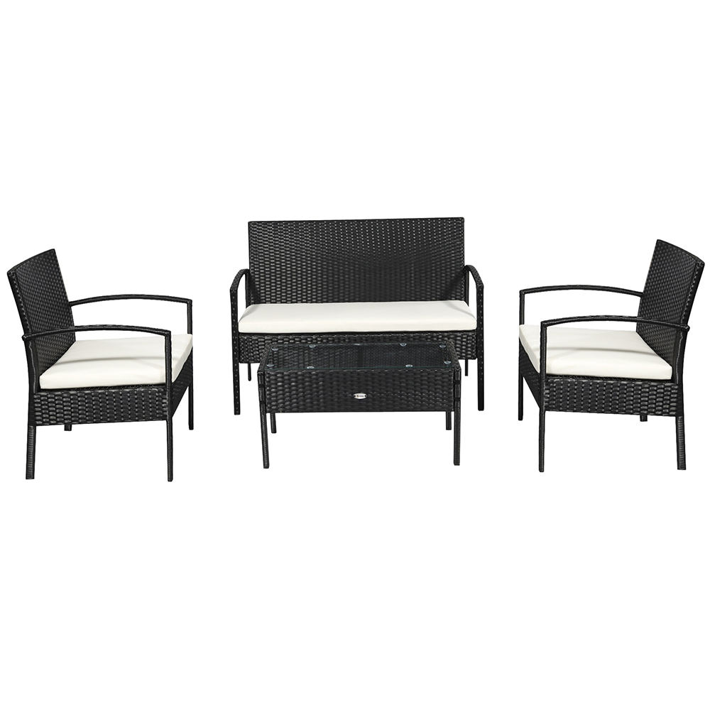 Outsunny 4 Seater Black Rattan Sofa Lounge Set Image 3
