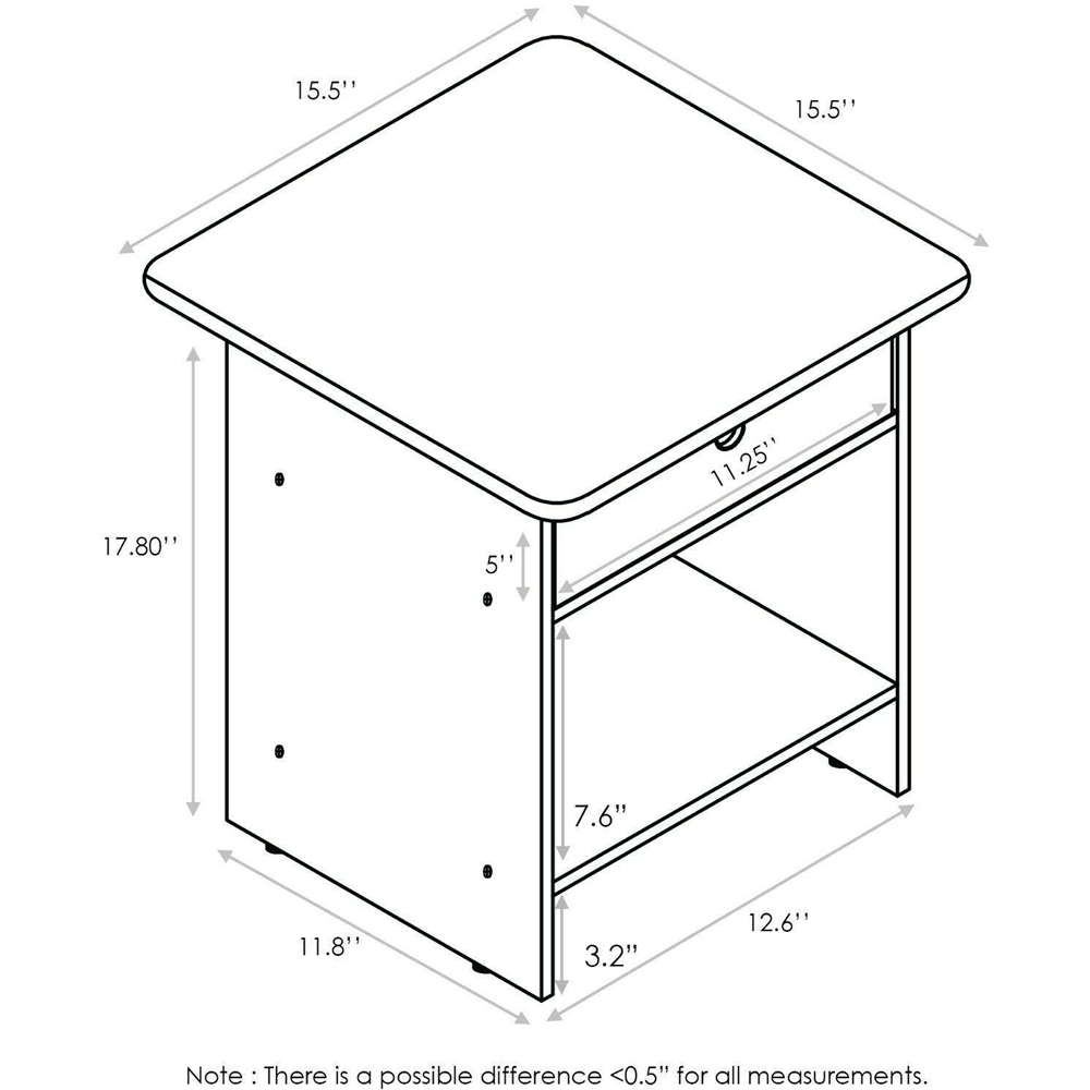 Walplus Dario Single Drawer Single Shelf Dark Brown End Table Image 6